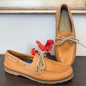 Sperry Top Sider Loafers Men 9 two-Eye Boat Shoes Tan Leather Shoe